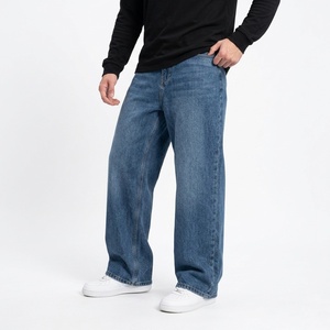 Black Wide Leg Men's Jeans Straight Denim <b>Pants</b> Casual Streetwear Trousers - Product Image 1
