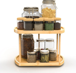 Bois paresseux Susan plateau tournant nourriture pour épices garde-manger stockage support de rangement décorations pour la maison paresseux Susan - Product Image 5