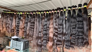 Cheveux humains vierges indiens naturels ondulés Remy 24 pouces Extensions de qualité supérieure Double trame naturelle Noir toutes les couleurs pour perruques - Product Image 4