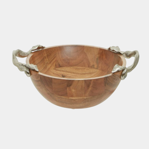 Wholesale Natural <b>Wood</b> <b>Fruit</b> Serving Bowl Unique Design Gold Branch Handles For Wedding Parties And Events Use - Product Image 4