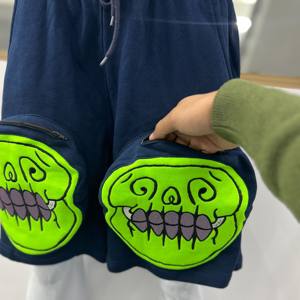 กางเกงขาสั้นลำลองผู้ชายผ้าคอตตอนเอวสูงใส่ในฤดูร้อนผ้าคอตตอนผ้าปักลาย100% กระเป๋าใบใหญ่ - Product Image 3