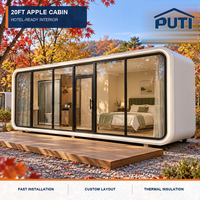 Maisonnette Apple Pod de 40 pieds sur le bord de l'eau, cabane modulaire moderne avec façade entièrement vitrée pour hôtel de marina et complexe de plongée insulaire