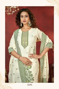 Recién llegado Jacquard de algodón Jacquard con trabajo manual Kurti Pant y Dupatta Fabricante y proveedor de India a la tarifa más baja - Product Image 6