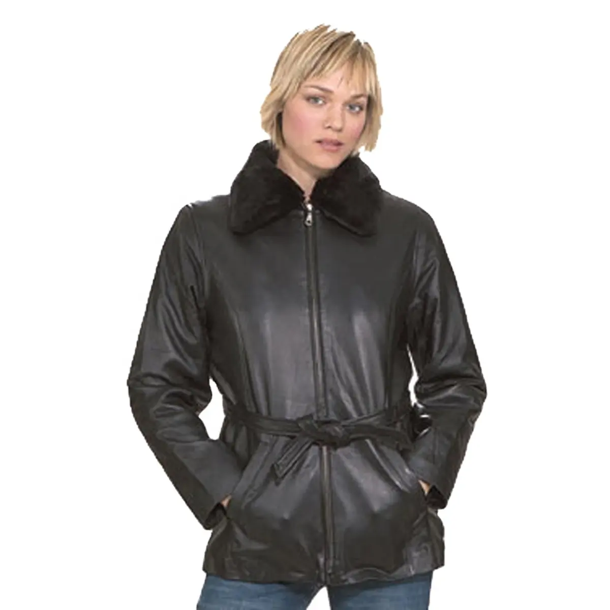 HMB-0279A 여성 가죽 자켓 오토바이 패션 코트 양가죽 도매 재킷 코트 퍼 칼라