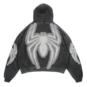 Alta calidad peso pesado 500gsm para Puff Print Spider Hoodie hombres 100% algodón chándales ropa informal personalizada sudadera para - Product Image 5