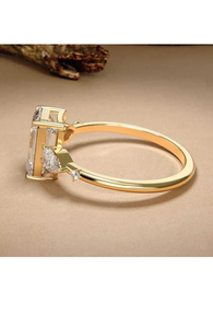 Anillos de compromiso de diamantes cultivados en laboratorio Real 14K oro amarillo corte esmeralda joyería de boda - Product Image 4