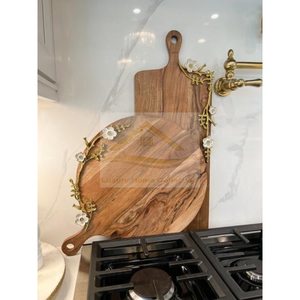 Utensilios de cocina de uso diario Tabla de cortar de madera Artículos de comedor de mesa Bloque de corte de frutas Bordes curvos de tamaño largo y otras herramientas - Product Image 3