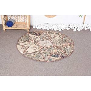 Tapis en laine Beige classique 3.3ft X 3.3ft Patchwork Design fait à la main Rectangle couloir motif pour salon chambre chevet peluche Latex - Product Image 1