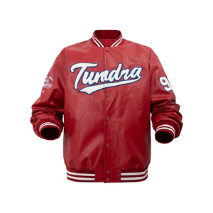 Best Selling Men's Winter Casual Letterman Varsity Jacket 100% Genuine <b>Cow</b> Skin Stand Custom Chenille Embroidery Plus Size - Product Image 4