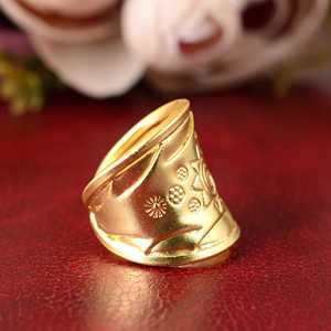 Bague ethnique en laiton plaqué or 18 carats pour femme, style bohème éco-responsable, large bande tribale, pour la vente en gros OEM ODM - Product Image 2
