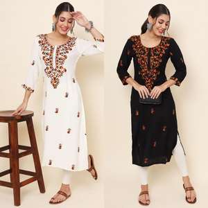 À la mode indien Premium qualité Maruti mode femmes vêtements de mariage rayonne Kurti Chikankari broderie travail lourd rayonne pantalon - Product Image 6