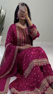 Conjunto de Kurta y Palazzo de Seda/Algodón con Bordado Floral Elegante para Mujer, Transpirable, con Dupatta Premium, Marca Unity Luxure - Product Image 5