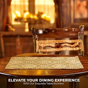 Christmas <b>Dining</b> <b>Table</b> Beaded <b>Runner</b> Placemat Handmade Cloth Decorative Wedding Mat With Leaves Design for Home Use - Product Image 4