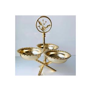 Gold Brass Multi-Flower 3-Piece <b>Snack</b> <b>Bowl</b> Set 2-Piece <b>Snack</b> <b>Bowl</b> and Single <b>Snack</b> <b>Bowl</b> - Product Image 2