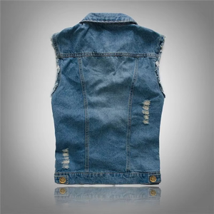 New Design Fashion Sleeveless <b>Jacket</b> Unisex <b>Men</b> Women Denim Cowboy Vest Ladies Hooded Denim Vest - Product Image 4