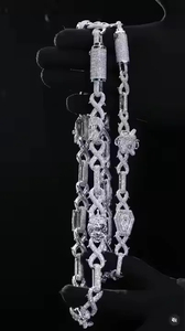 Chaîne cubaine de luxe de qualité supérieure, sertie de diamants VS Moissanite, taille baguette et ronde, avec chaîne cubaine en or 10 carats pour hommes - Product Image 2