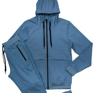 Conjuntos de entrenamiento de Gimnasio Profesional 100% de algodón para hombres, ropa deportiva de invierno de alta calidad, cuello con capucha cómodo con cremallera para interiores - Product Image 1