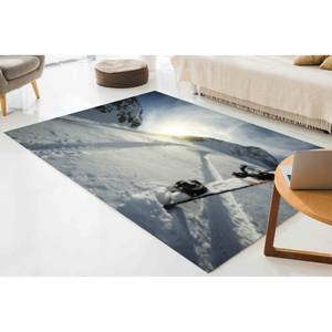 Tapis imprimé snowboard - Tapis de bureau confortable avec motif paysage neigeux, tapis moelleux à poils longs - Product Image 4