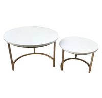 Table basse en métal de luxe moderne pour salon dessus rond en bois avec finition dorée Design personnalisable