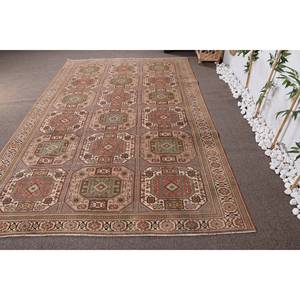 Vintage Turkish <b>Rug</b> Classic Beige Green 6.2 X 9.7 ft Patchwork <b>Boho</b> Flat Weave Wool for Living Room Jute with Latex Backing - Product Image 4