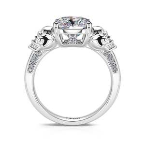 Bague de mariage Jeulia en argent sterling gothique avec diamant de laboratoire taille coussin crâne Amour éternel - Product Image 1