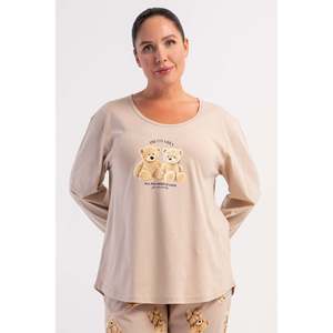 KADIN P.SUPREM XXL O YAKA UZUN KOL ETEGI OVAL PIJAMA TAKIM - สีชมพูอ่อน - สีชมพูอ่อน - Product Image 1
