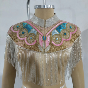 ชุดราตรีผ้าชีฟองถักหรูหราหรูหราสง่างามโลโก้ลูกปัดมีสไตล์ปักพู่คริสตัลสำหรับคลับทางการ - Product Image 1