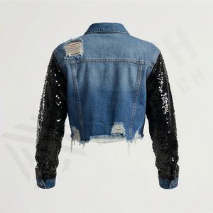 Chaqueta Corta de Mezclilla con Flecos para Mujer, Chaqueta Corta de Mezclilla, Top Corto Elegante, Ropa de Abrigo Informal, Ropa de Calle Personalizada - Product Image 2