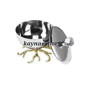 Tazón de Metal de Lujo Moderno, Ecológico, Pulido y Brillante, con Base de Mariposa y Rama Dorada, para Servir en Fiestas, de Acero Inoxidable - Product Image 3