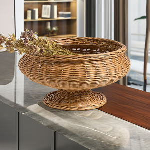 Cuenco central de ratán marrón tejido a mano-Diseño Alford, decoración moderna 2025 | Regalo de inauguración de la casa al por mayor de Tienphong - Product Image 1
