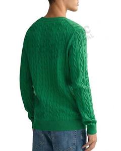 Pull-over court surdimensionné pour homme, tricoté à la main sur mesure, en coton/laine, respirant, anti-plis, à manches longues, épais - Product Image 2