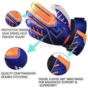 Hot Selling High Quality <b>Latex</b> Non-Slip Finger Protection Custom Made Goalkeeper Football Gloves - Product Image 2