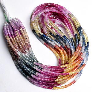 2025 bán buôn Nhà cung cấp của tự nhiên đa Sapphire <span class=keywords><strong>Ruby</strong></span> Emerald mặt rondelle hạt 3 mét đồ trang sức làm Loose đá quý hạt - Product Image 1