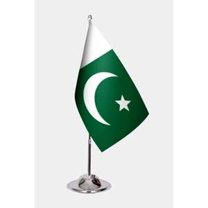 Drapeaux de bureau du Pakistan avec impression numérique, mât en aluminium, matériaux en polyester ou en plastique pour la présentation - Product Image 1