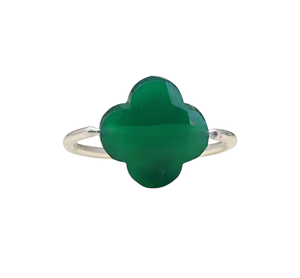 Bijoux fins de luxe chrétiens à quatre trèfles, sertis de pierres d'onyx vertes de 12 mm, en argent 925 rhodié, faits à la main, best-sellers - Product Image 1