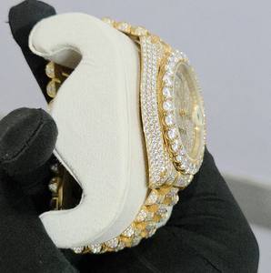 นาฬิกาเพชรอะนาล็อกสีเงิน Miyota สุดหรูสำหรับทุกเพศสายทำด้วยมือคุณภาพสูงทำด้วยมือทำจากแก้วน้ำแข็งเต็มรูปแบบหน้าปัดสแตนเลส41mm - Product Image 2