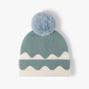 En Pakistán, venta al por mayor, gorro de invierno tejido cálido de lana acrílica con puños, gorros, gorros, gorro de señora, gorro de Color sólido para mujer - Product Image 4