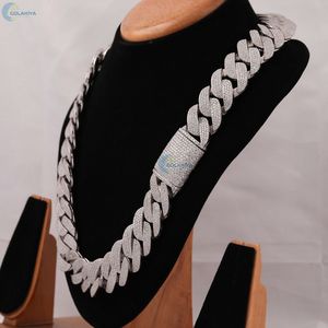 22MM Iced Out Colorless Moissanite Hip Hop <b>Chain</b> Solid <b>White</b> <b>Gold</b> Plated <b>Cuban</b> <b>Link</b> <b>Chain</b> For Him - Product Image 2