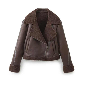 Premium Style Women's Sheep Skin PU <b>Shell</b> 3D Pattern Quick Dry Autumn/Winter <b>Suit</b> <b>Jacket</b> with Lapel Pocket and Button Decoration - Product Image 1