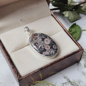 Precio a granel personalizable ovalado cabujón meteorito piedra preciosa colgante 925 plata esterlina colgante joyería - Product Image 6