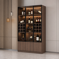 Meuble à vin de luxe moderne en bois écologique, réglable en hauteur, avec éclairage LED, présentoir modulaire pour salon et salle à manger