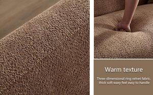 โซฟาโค้งแบบหรูหราสำหรับห้องนั่งเล่น3ที่นั่งผ้ากำมะหยี่อูฐเมฆโยนหมอนไม้แข็งกรอบด้านข้างที่มั่นคง - Product Image 6