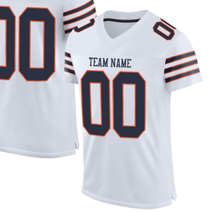 Camiseta de Fútbol Blanca Personalizable con Rayas Naranjas, Nombre y Número del Equipo Personalizados, Cualquier Nombre, Ropa Deportiva Personalizada para Hombre - Product Image 2