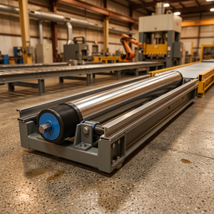 Rodillo transportador silencioso con carcasa de plástico, polea acanalada en V, accionado por rodamientos de bolas de acero para tuberías, apto para uso alimentario e industrial electrónico, con lubricación por aceite. - Product Image 1