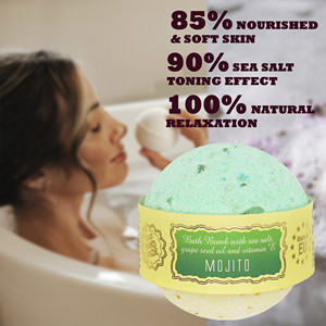 Bombe de bain menthe mojito marque privée, boule effervescente aux agrumes frais, produit de bain spa végétalien, OEM ODM, vente en gros, fabricant UE Lettonie - Product Image 3