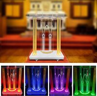 Pupitre d'Église avec Éclairage LED, Chaire en Acrylique à Roulettes – Lutrin Transparent de 46 po pour Églises, Salles de Classe et Plateformes de Lecture