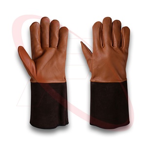 Best Quality 2025 Tig Welding Gloves in Goatskin Leather Hand Protection Gloves luvas de soldagem tig Brown Men's Safety Gloves - Product Image 1