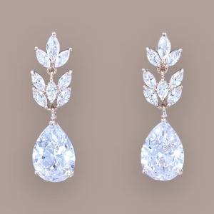 Pendiente de moissanita con forma de pera y Marqués, hermoso pendiente de plata esterlina, regalo de compromiso para ella - Product Image 2