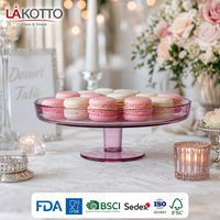 Support à gâteau en cristal rose de 278 mm LAKOTTO pour restaurants et hôtels, verrerie en gros, logo personnalisé, fabrication en usine