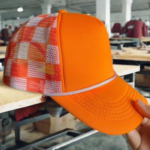 Personalizado bordado Win Logo deportes al aire libre a cuadros 5 paneles Snapback gorras de béisbol Checker espuma malla gorras de camionero - Product Image 2